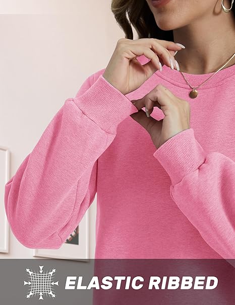 Women's Sherpa Fleece Lined Sweatshirt Winter Warm Long Sleeve Pullover Crew Neck Tops Relaxed Fit