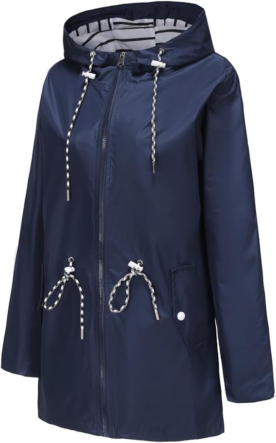 Waterproof Jacket Women Plus Size Hooded Windproof Raincoat Windbreaker Rainjacket Coat