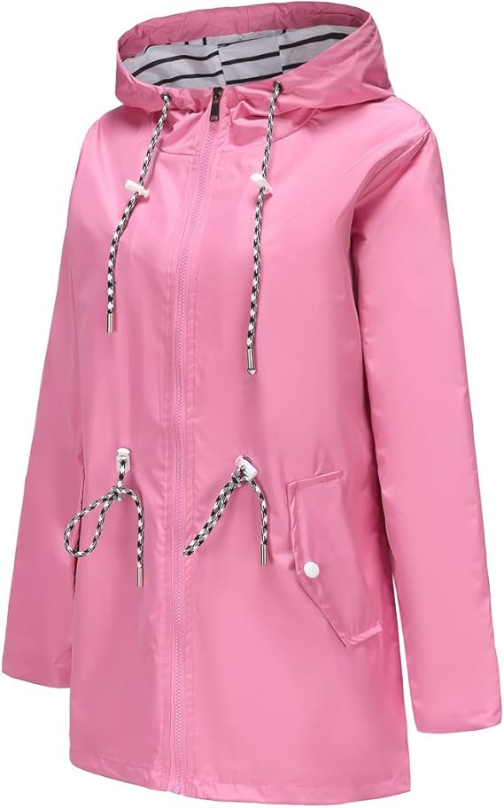 Waterproof Jacket Women Plus Size Hooded Windproof Raincoat Windbreaker Rainjacket Coat