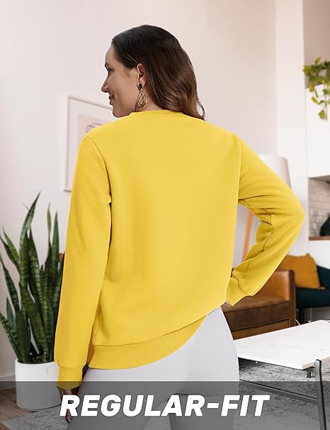Women's Sherpa Fleece Lined Sweatshirt Winter Warm Long Sleeve Pullover Crew Neck Tops Relaxed Fit