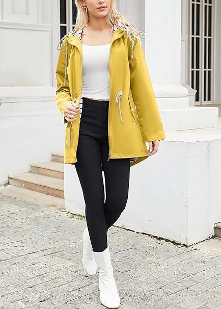Waterproof Jacket Women Plus Size Hooded Windproof Raincoat Windbreaker Rainjacket Coat
