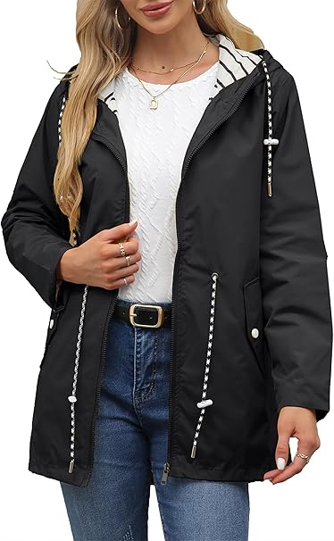 Waterproof Jacket Women Plus Size Hooded Windproof Raincoat Windbreaker Rainjacket Coat